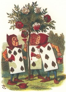 Cards painting the roses red, colored