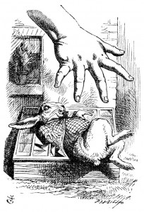 Alice's hand reaching for White Rabbit - Chapter 4