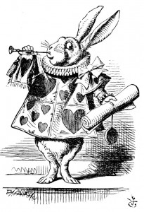 White Rabbit as Herald blowing a trumpet - Chapter 11