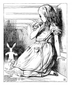 White Rabbit skurrying away from Alice - Chapter 2
