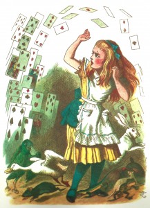 Alice and the shower of cards, colored