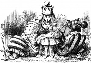 White Queen and Red Queen sleeping on Alice - Chapter 9