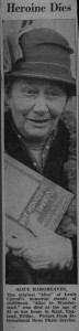 Newspaper article about the death of Alice Hargreaves-Liddell