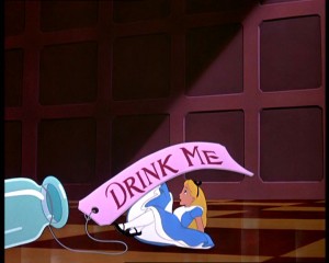Small Alice with drink me bottle