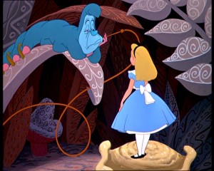 Alice talking to the Caterpillar