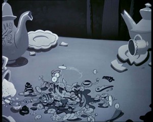 Destroyed watch in black and white