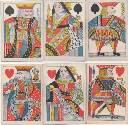 Court figures on De La Rue playing card deck, 1840's