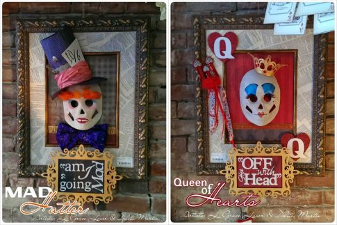 Mad Hatter and Queen of Hearts halloween decorations
