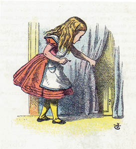 Illustration of Alice in a blue dress from the 1907 Little Folks' Edition