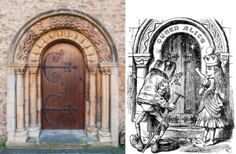 The Norman doorway from St. Ebbe's church compared to Queen Alice's door