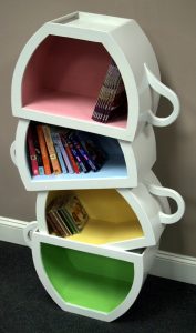 Stacked teacups cupboard